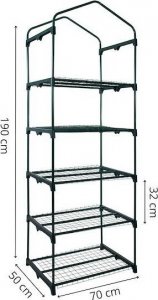 Springos Szklarnia ogrodowa 5 półek z folią 130g/m2 regał balkonowy 190x70x50cm zielony UNIWERSALNY 3