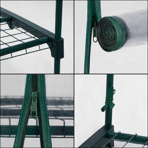 Springos Szklarnia ogrodowa 5 półek z folią 130g/m2 regał balkonowy 190x70x50cm zielony UNIWERSALNY 5