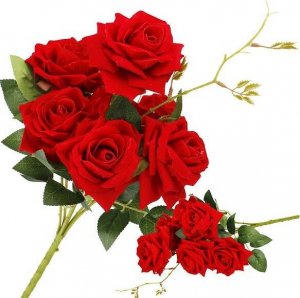 Springos Sztuczny bukiet 6 róż czerwone kwiaty wys. 55 cm dekoracja UNIWERSALNY 1