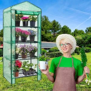 Springos Szklarnia ogrodowa 4 półki foliowa UV4 130g/m2 1,6x0,5x0,7 m zielona UNIWERSALNY 11