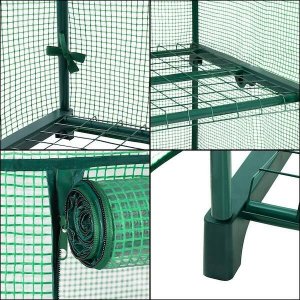 Springos Szklarnia ogrodowa 4 półki foliowa UV4 130g/m2 1,6x0,5x0,7 m zielona UNIWERSALNY 9