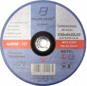 Falon-Tech TARCZA 230X6 mm DO SZLIFOWANIA METALU STALI ŻELIWA 230 X 6 SZLIFIERSKA 1