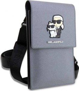 Karl Lagerfeld Torebka Karl Lagerfeld Saffiano Karl & Choupette Head (Klwbsakcpmg) Srebrne 3