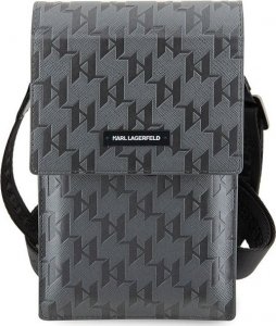 Karl Lagerfeld Karl Lagerfeld Torebka Na Telefon Klwbsamsmg Srebrna Hardcase Phone Pounch Universal Saffiano Mono Plaque 2