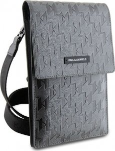 Karl Lagerfeld Karl Lagerfeld Torebka Na Telefon Klwbsamsmg Srebrna Hardcase Phone Pounch Universal Saffiano Mono Plaque 3