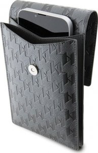 Karl Lagerfeld Karl Lagerfeld Torebka Na Telefon Klwbsamsmg Srebrna Hardcase Phone Pounch Universal Saffiano Mono Plaque 4