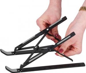 Springos Podstawka pod laptopa metalowa składana, stojak z regulacją nachylenia czarny UNIWERSALNY 11