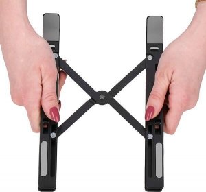 Springos Podstawka pod laptopa metalowa składana, stojak z regulacją nachylenia czarny UNIWERSALNY 12