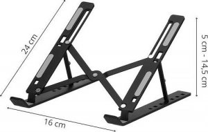 Springos Podstawka pod laptopa metalowa składana, stojak z regulacją nachylenia czarny UNIWERSALNY 3