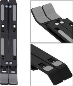 Springos Podstawka pod laptopa metalowa składana, stojak z regulacją nachylenia czarny UNIWERSALNY 5