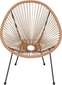 Springos Owalne krzesło ogrodowe, rattanowy fotel ażurowy beżowe UNIWERSALNY 12