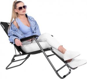 Springos Leżak składany metalowy zero gravity regulowana leżanka ogrodowa z zagłówkiem czarna UNIWERSALNY 20