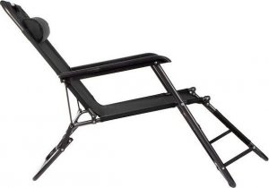 Springos Leżak składany metalowy zero gravity regulowana leżanka ogrodowa z zagłówkiem czarna UNIWERSALNY 2