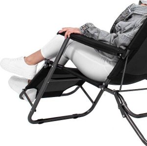 Springos Leżak składany metalowy zero gravity regulowana leżanka ogrodowa z zagłówkiem czarna UNIWERSALNY 5