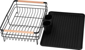 Springos Suszarka metalowa do naczyń i sztućców 42x31x13,5 cm ociekacz do naczyń czarno-brązowy UNIWERSALNY 11