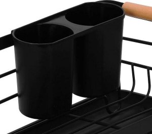 Springos Suszarka metalowa do naczyń i sztućców 42x31x13,5 cm ociekacz do naczyń czarno-brązowy UNIWERSALNY 15