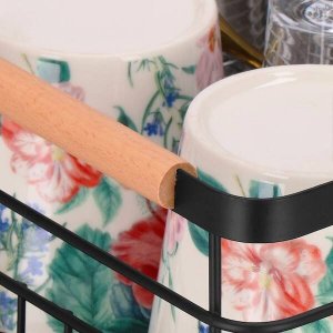 Springos Suszarka metalowa do naczyń i sztućców 42x31x13,5 cm ociekacz do naczyń czarno-brązowy UNIWERSALNY 2