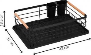 Springos Suszarka metalowa do naczyń i sztućców 42x31x13,5 cm ociekacz do naczyń czarno-brązowy UNIWERSALNY 3