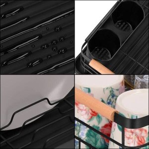 Springos Suszarka metalowa do naczyń i sztućców 42x31x13,5 cm ociekacz do naczyń czarno-brązowy UNIWERSALNY 6