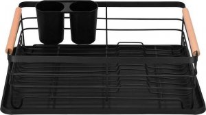 Springos Suszarka metalowa do naczyń i sztućców 42x31x13,5 cm ociekacz do naczyń czarno-brązowy UNIWERSALNY 7