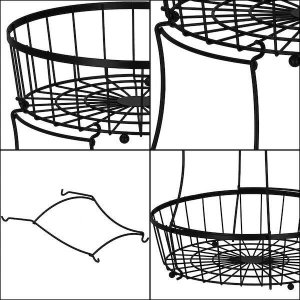 Springos Podwójny kosz na owoce, koszyk metalowy 32,5x30 cm patera czarna UNIWERSALNY 14