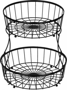 Springos Podwójny kosz na owoce, koszyk metalowy 32,5x30 cm patera czarna UNIWERSALNY 15