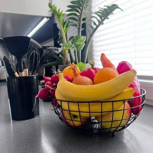 Springos Kosz na owoce, koszyk metalowy 28x11 cm czarny UNIWERSALNY 2