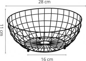 Springos Kosz na owoce, koszyk metalowy 28x11 cm czarny UNIWERSALNY 8