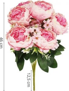 Springos Sztuczne kwiaty bukiet piwonie 18 kwiatów wys. 46 cm, na ślub, dekoracje do domu UNIWERSALNY 11