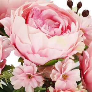 Springos Sztuczne kwiaty bukiet piwonie 18 kwiatów wys. 46 cm, na ślub, dekoracje do domu UNIWERSALNY 5