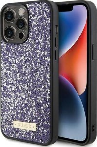 Guess Guess GUHCP15LPFGSBSP iPhone 15 Pro 6.1" fioletowy/purple hardcase Rhinestone Metal Logo 1