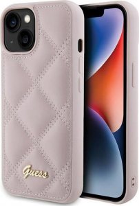 Guess Guess GUHCP15SPSQSQSP iPhone 15 6.1" różowy/pink hardcase Quilted Metal Logo 1