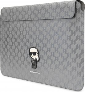 Karl Lagerfeld Karl Lagerfeld Sleeve KLCS14SAKHPKG 14" srebrny/silver Saffiano Monogram Ikonik 2