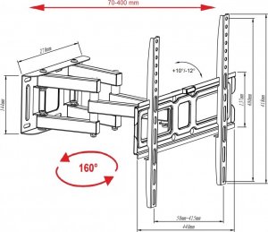 VETOUSON EXTRA MOCNY OBROTOWY UCHWYT do TELEWIZORA WIESZAK TV 25-70 cali Uniwersalny 14