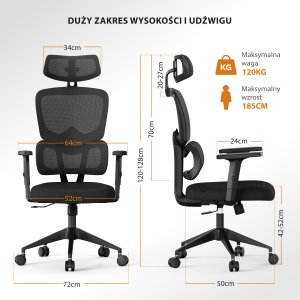 Krzesło biurowe SENSE7 Veno Czarne 29