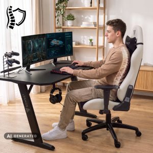 Fotel SENSE7 Spellcaster FUKU PU czarno-beżowy 19
