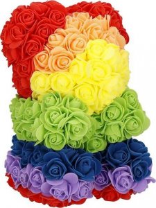 Springos Miś z płatków róż kolorowych 25 cm rose bear z lampkami LED biały zimny UNIWERSALNY 11