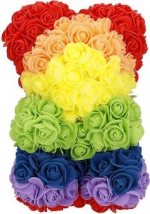 Springos Miś z płatków róż kolorowych 25 cm rose bear z lampkami LED biały zimny UNIWERSALNY 14