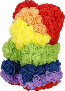 Springos Miś z płatków róż kolorowych 25 cm rose bear z lampkami LED biały zimny UNIWERSALNY 18