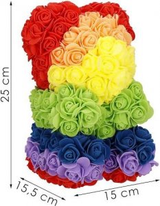 Springos Miś z płatków róż kolorowych 25 cm rose bear z lampkami LED biały zimny UNIWERSALNY 2