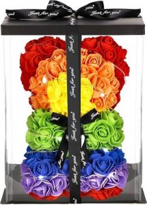 Springos Miś z płatków róż kolorowych 25 cm rose bear z lampkami LED biały zimny UNIWERSALNY 7