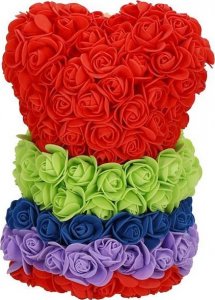 Springos Miś z płatków róż kolorowych 25 cm rose bear z lampkami LED biały ciepły UNIWERSALNY 12