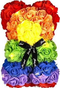 Springos Miś z płatków róż kolorowych 25 cm rose bear z lampkami LED biały ciepły UNIWERSALNY 14