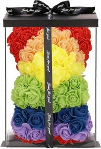 Springos Miś z płatków róż kolorowych 25 cm rose bear z lampkami LED biały ciepły UNIWERSALNY 10