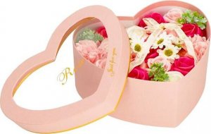 Springos Mydlane róże 24 szt. flower box zestaw kwiatów w pudełku serce różowe UNIWERSALNY 11