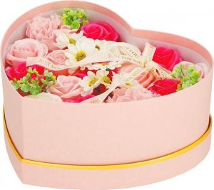 Springos Mydlane róże 24 szt. flower box zestaw kwiatów w pudełku serce różowe UNIWERSALNY 14