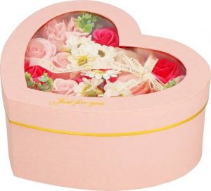 Springos Mydlane róże 24 szt. flower box zestaw kwiatów w pudełku serce różowe UNIWERSALNY 16