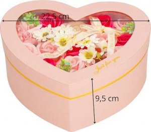 Springos Mydlane róże 24 szt. flower box zestaw kwiatów w pudełku serce różowe UNIWERSALNY 3