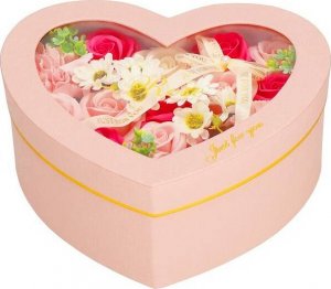 Springos Mydlane róże 24 szt. flower box zestaw kwiatów w pudełku serce różowe UNIWERSALNY 6