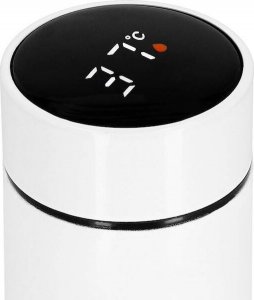 Springos Termos 500 ml ze stali nierdzewnej kubek termiczny z wyświetlaczem temp. biały UNIWERSALNY 16